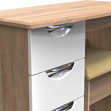 Beckett White Gloss & Light Wood Dressing Table with Stool from Roseland