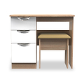 Beckett White Gloss & Light Wood Dressing Table with Stool from Roseland