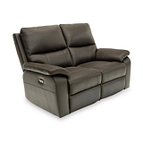 Oxley Leather 2 Seater Power Recliner Chocolate from Roseland Furniture