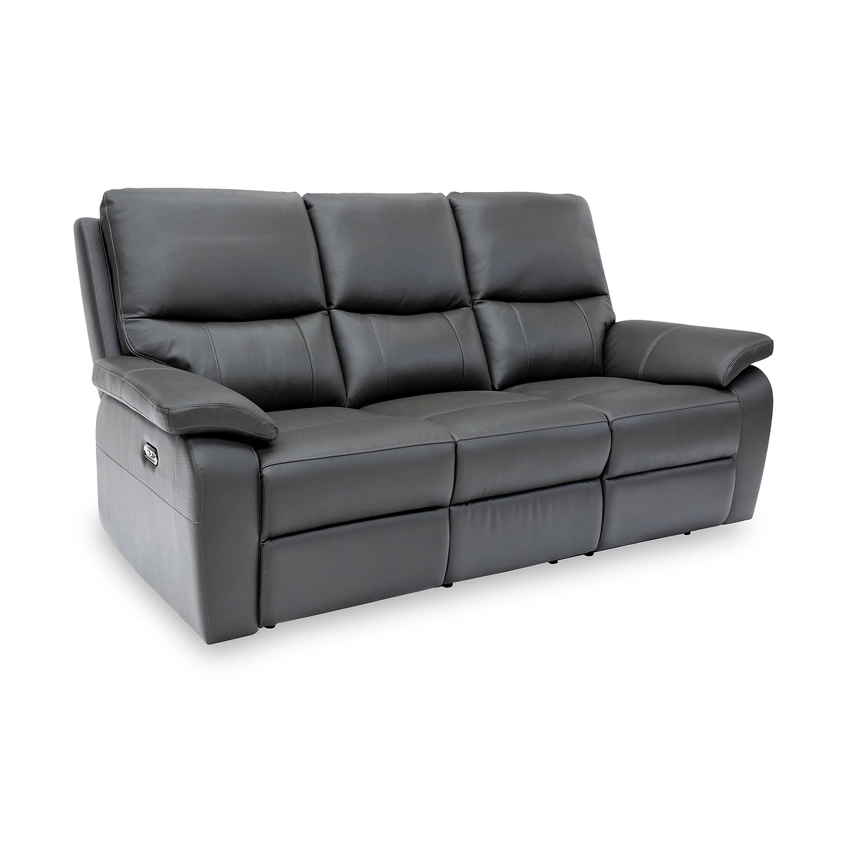 Oxley Leather 3 Seater Power Recliner Charcoal from Roseland Furniture