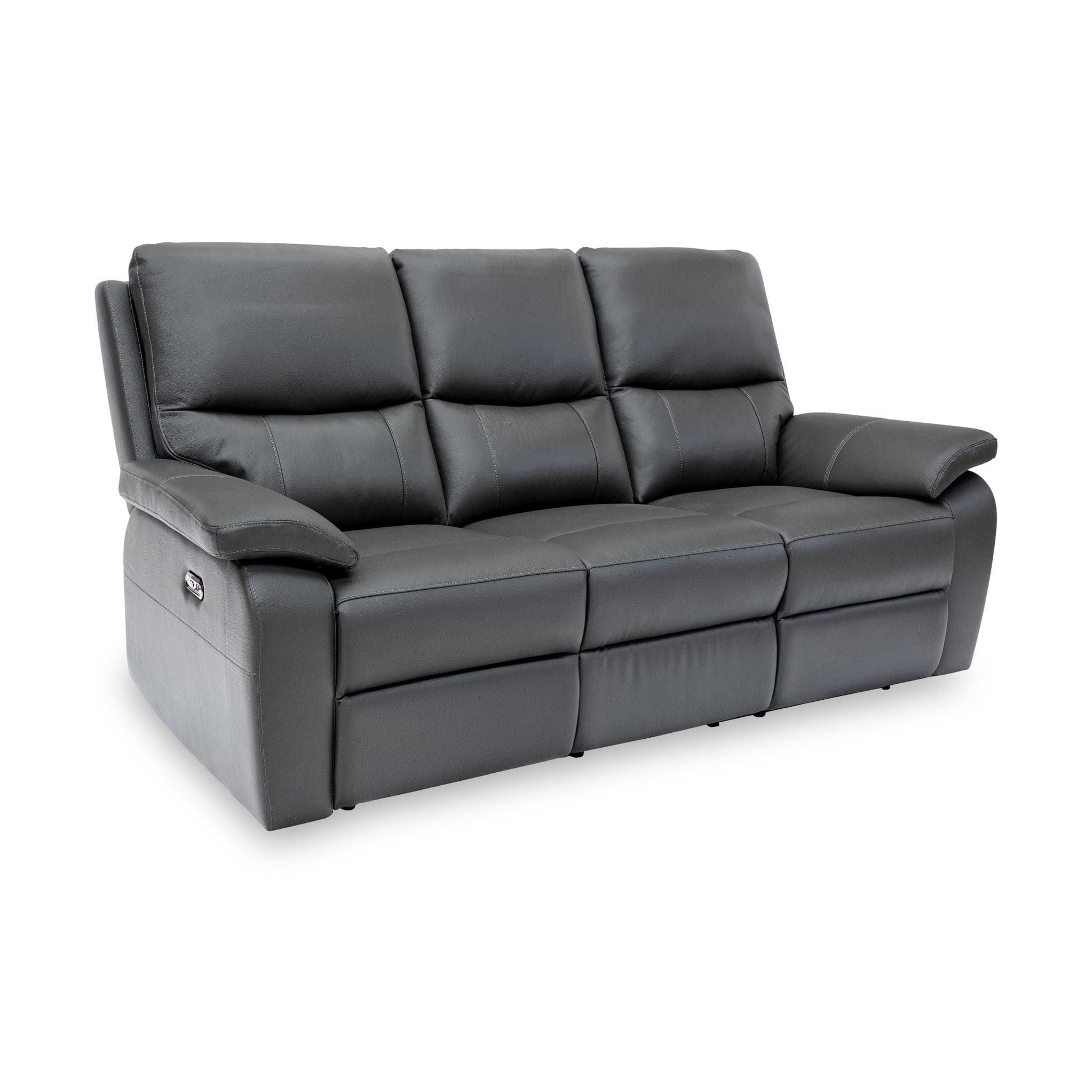 Oxley Leather 3 Seater Power Recliner Charcoal from Roseland Furniture