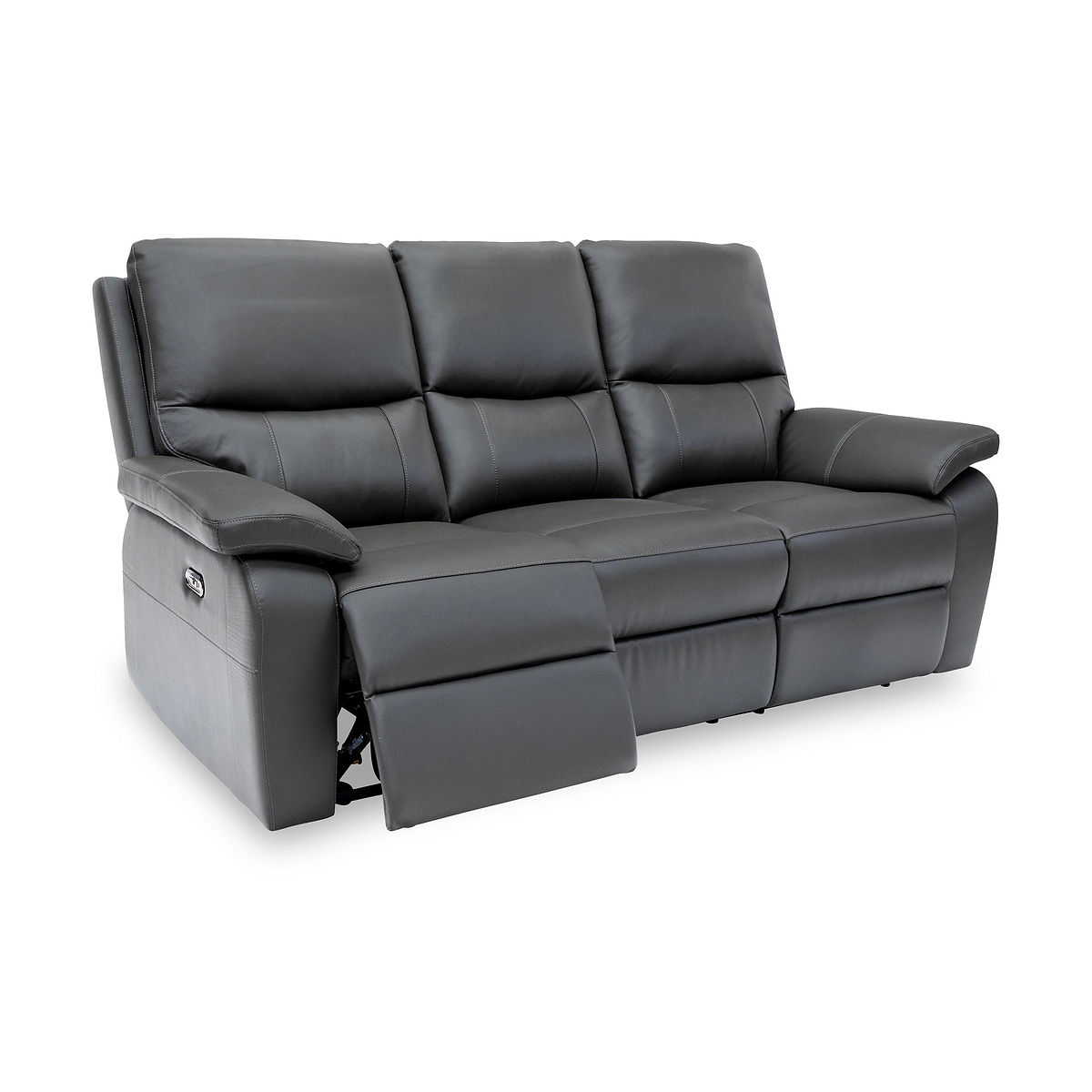 Oxley Leather 3 Seater Power Recliner Charcoal from Roseland Furniture