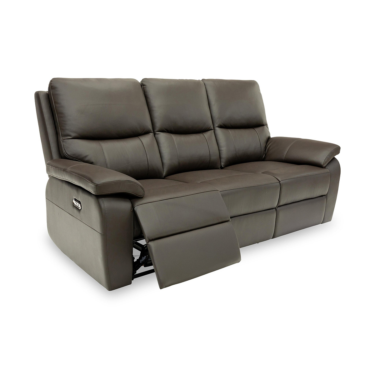 Oxley Leather 3 Seater Power Recliner Chocolate from Roseland Furniture
