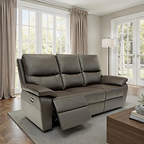 Oxley Leather 3 Seater Power Recliner Chocolate from Roseland Furniture