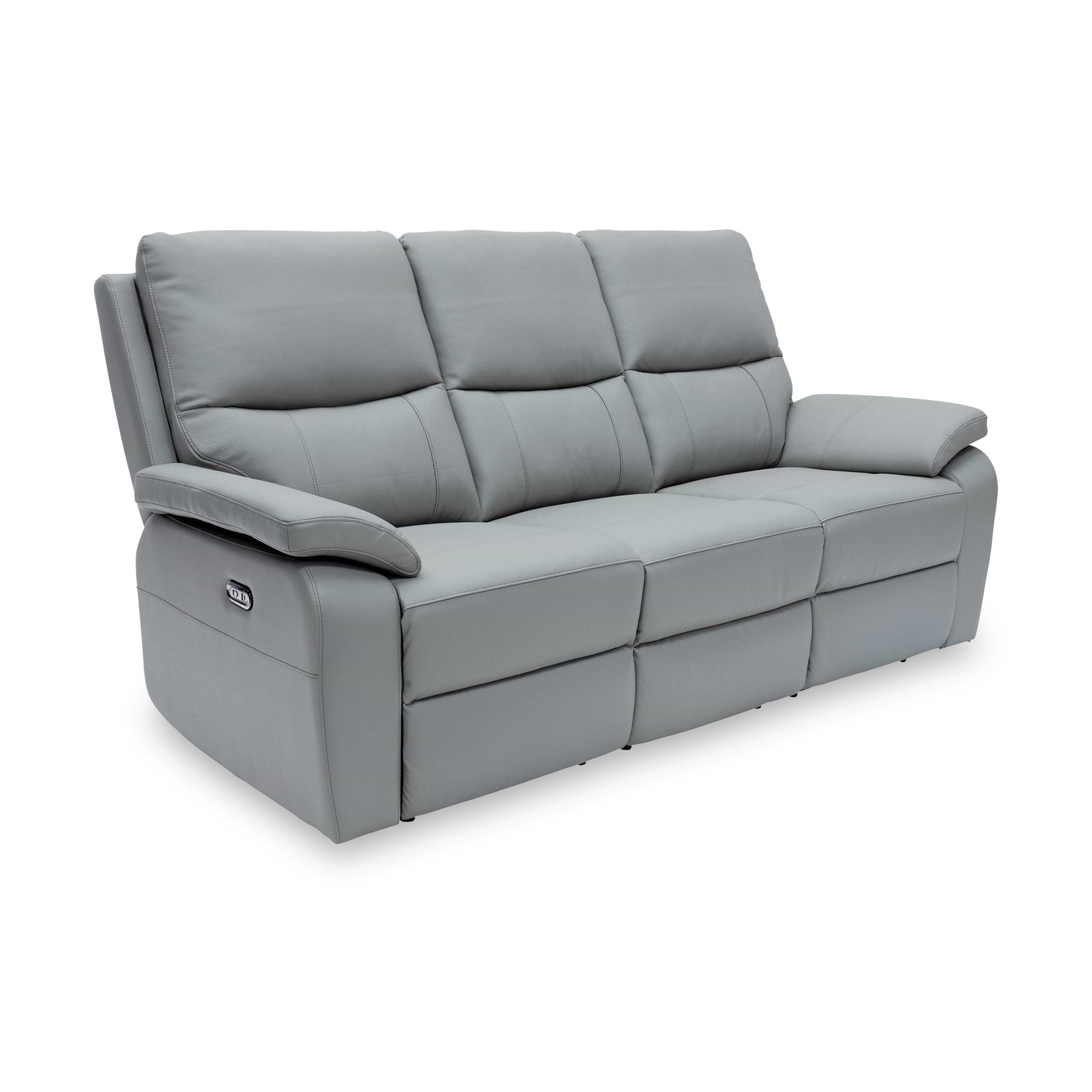 Oxley Leather 3 Seater Power Recliner Grey from Roseland Furniture