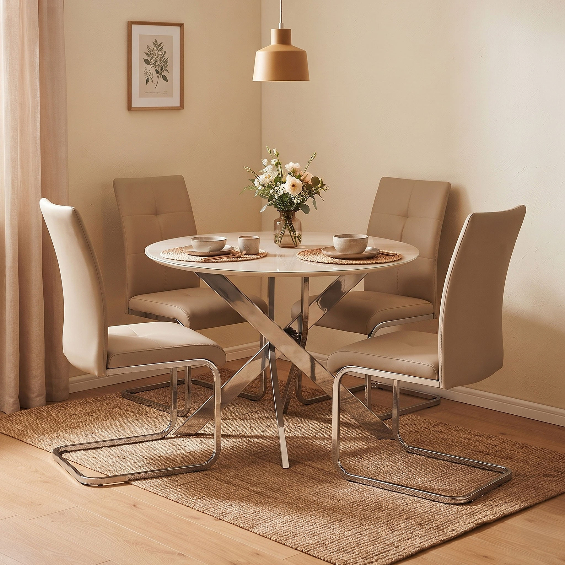 Lewis white Marble Effect Round Dining Table from Roseland