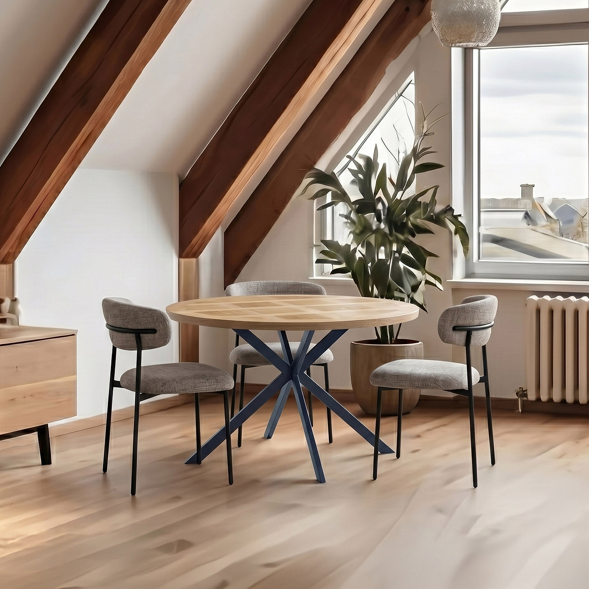 Klara-Oak-120cm-Round-Dining-Table from Roseland Furniture