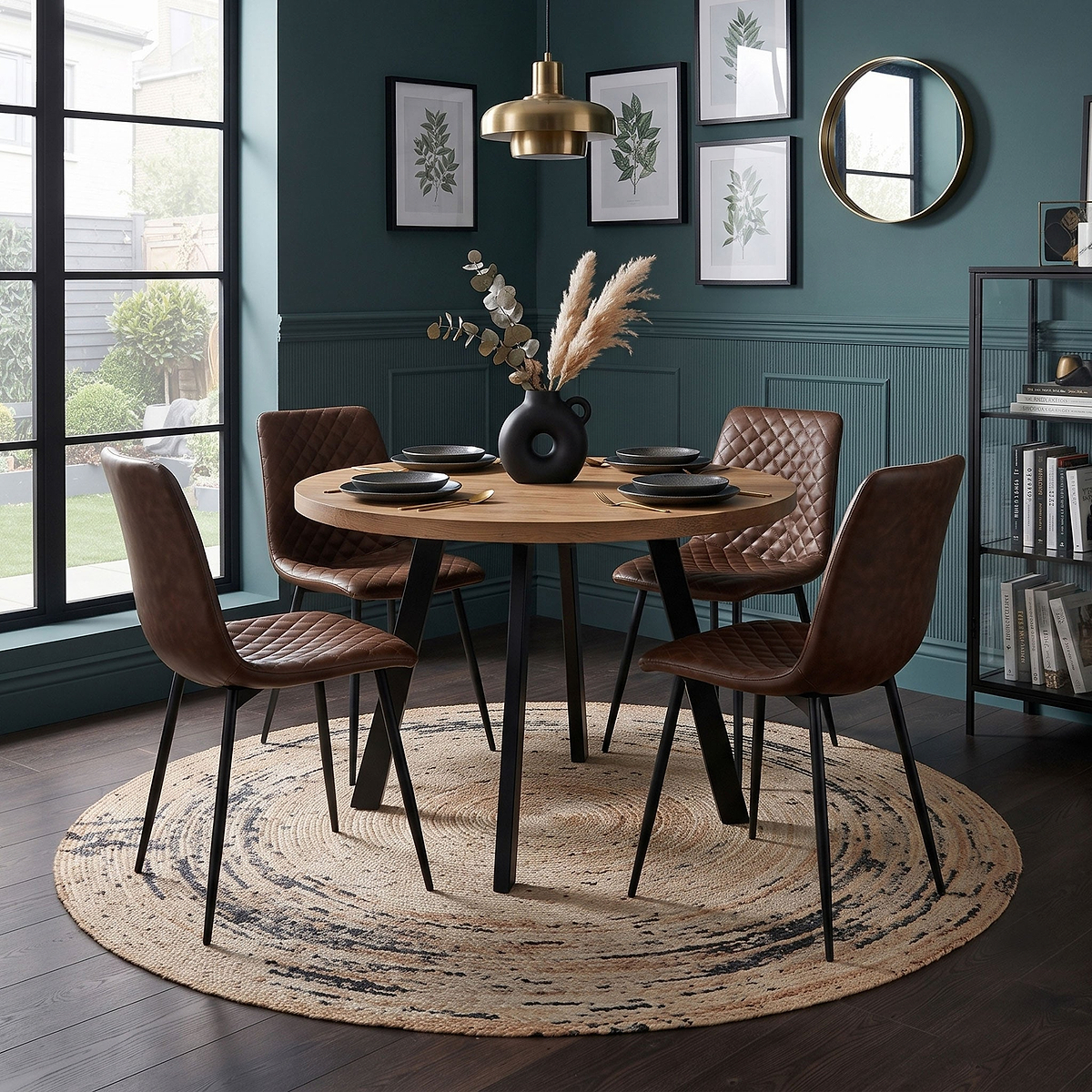 Harding 110cm Round Dining Table w 4 Chairs Front1 from Roseland Furniture