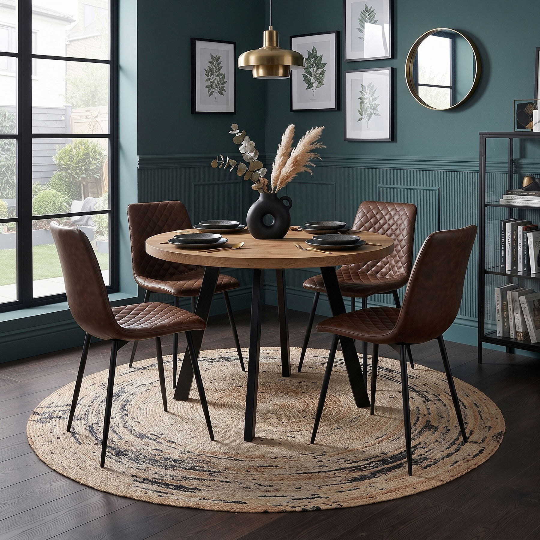 Harding 110cm Round Dining Table w 4 Chairs Front1 from Roseland Furniture