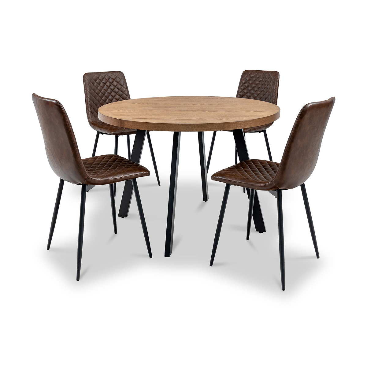 Harding 110cm Round Dining Table w 4 Chairs Front1 from Roseland Furniture