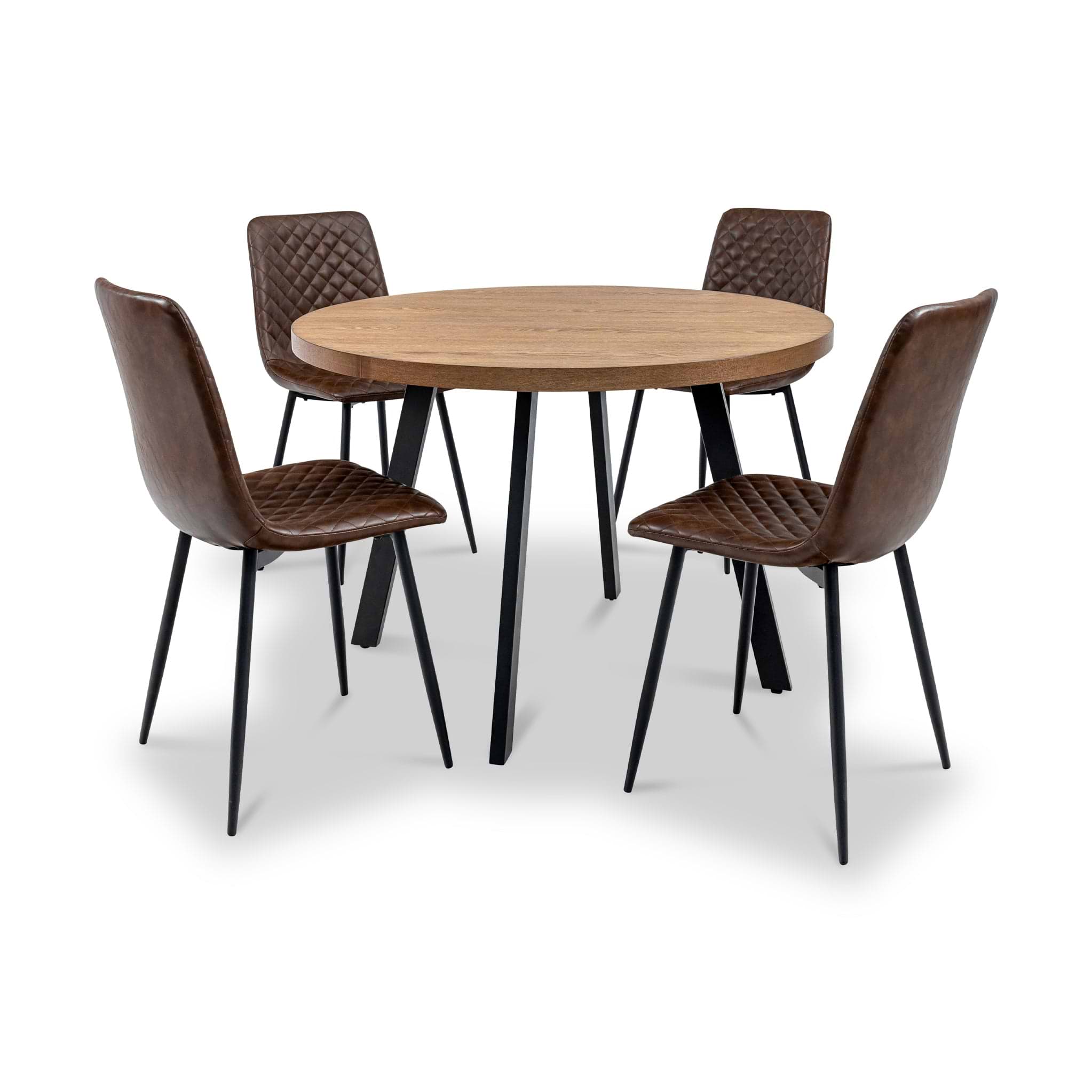 Harding 110cm Round Dining Table w 4 Chairs Front1 from Roseland Furniture