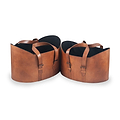 Alessio Brown Leather Handled Storage from Roseland Furniture