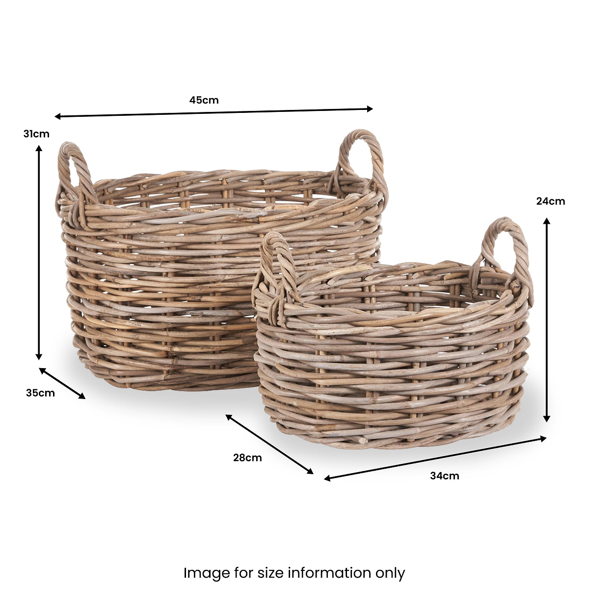 Kubu Oval Baskets Grey from Roseland Furniture
