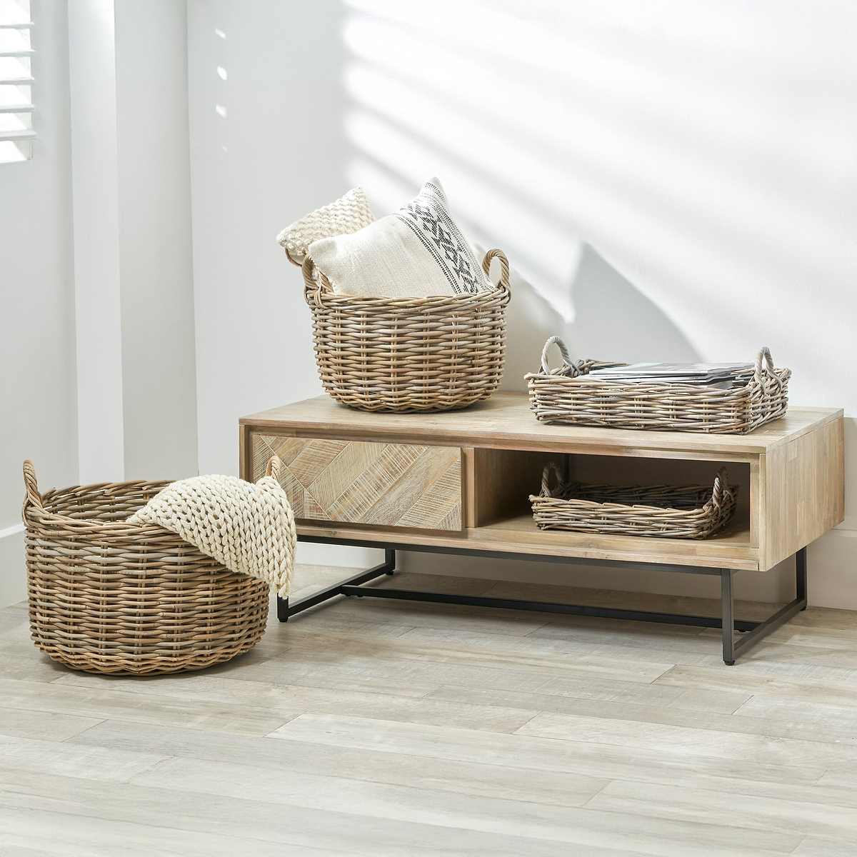Kubu Basket Trays Grey from Roseland Furniture