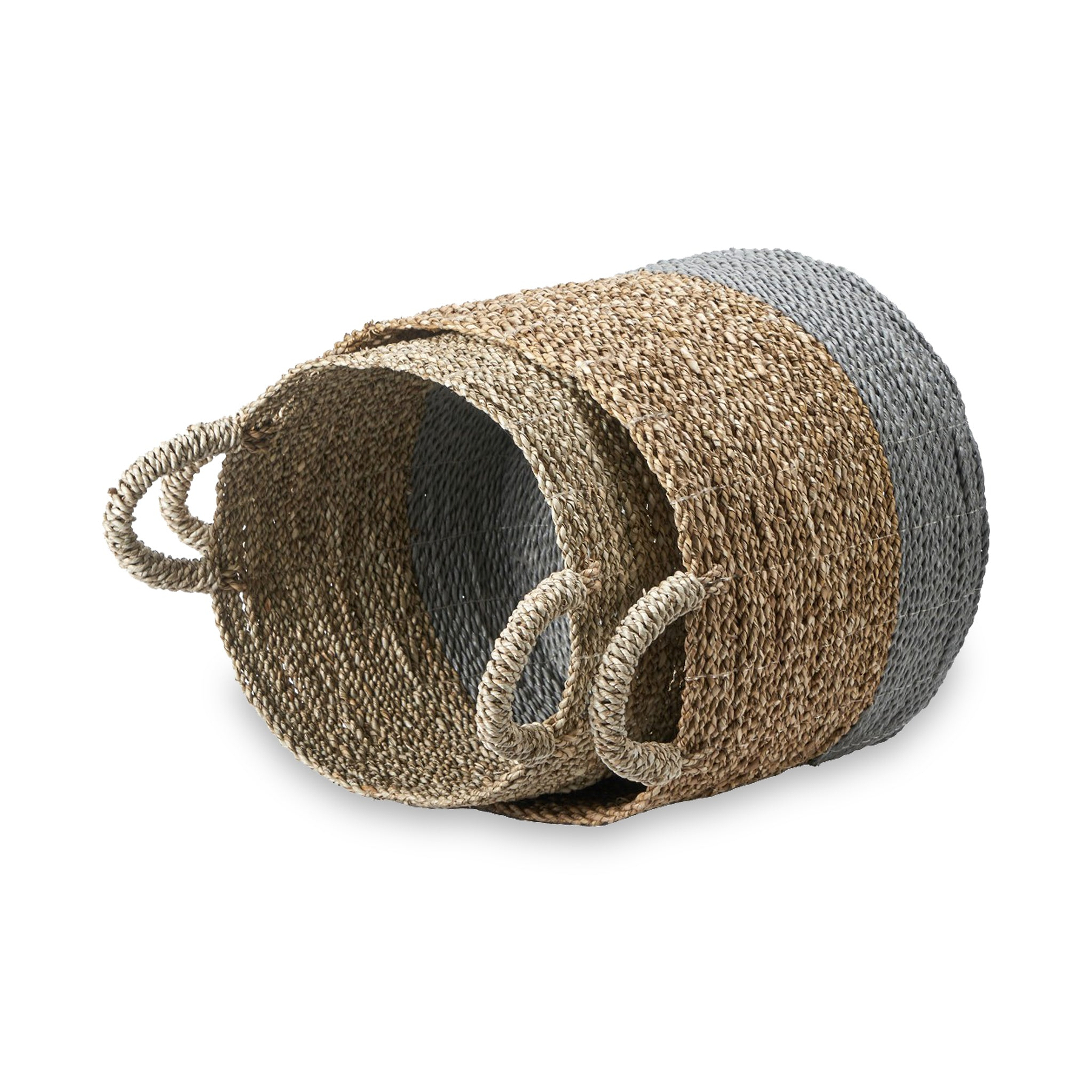 Banana Leaf Two Tone Baskets Grey from Roseland Furniture