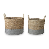 Banana Leaf Two Tone Baskets Grey from Roseland Furniture