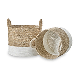 Banana Leaf Two Tone Baskets White from Roseland Furniture