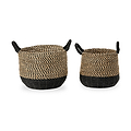 Seagrass Natural and Black Round Handled Baskets from Roseland Furniture