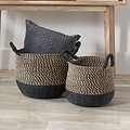 Seagrass Natural and Black Round Handled Baskets from Roseland Furniture