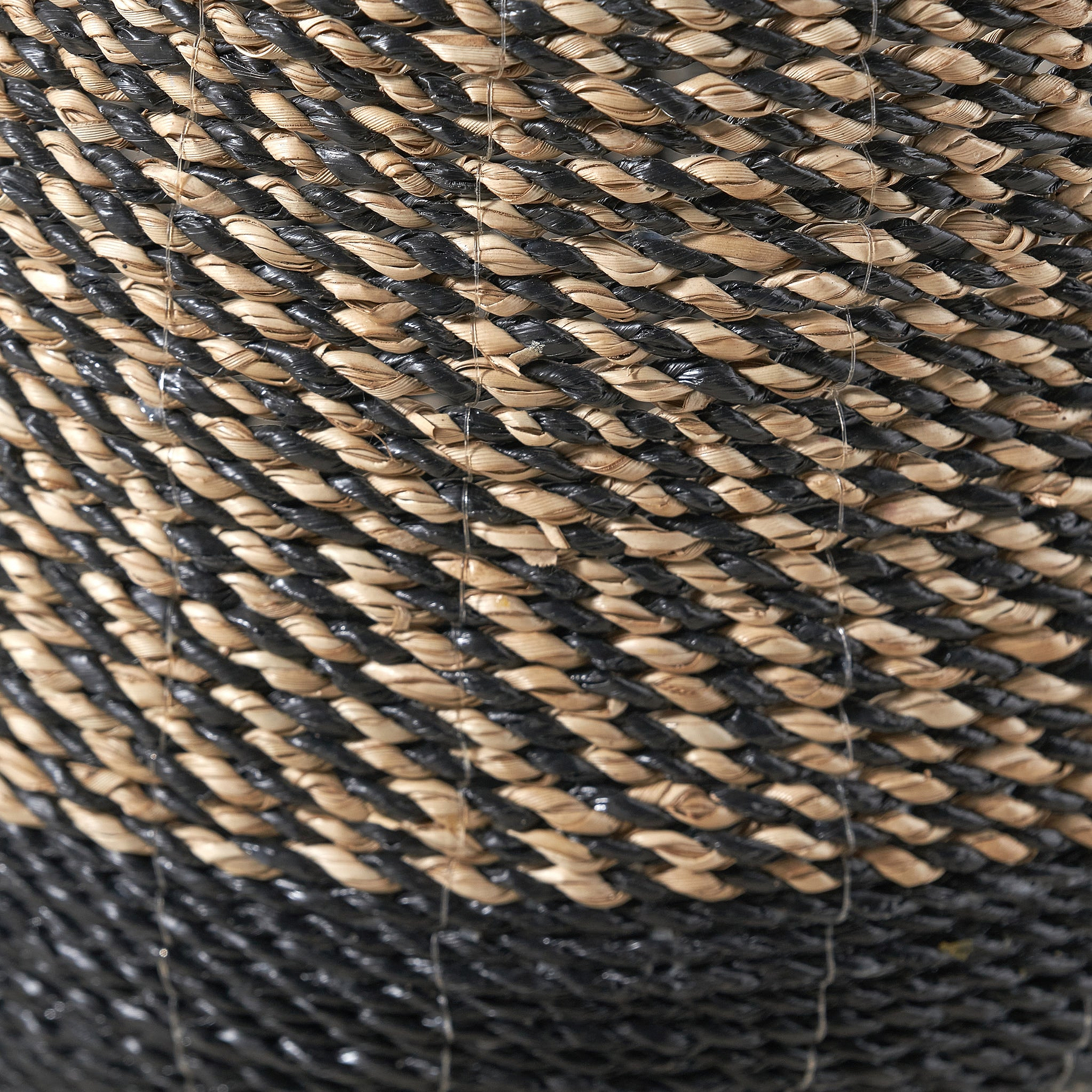 Seagrass Natural and Black Round Handled Baskets from Roseland Furniture