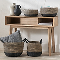 Seagrass Natural and Black Round Handled Baskets from Roseland Furniture