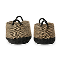 Seagrass Natural and Black Round Handled Baskets from Roseland Furniture