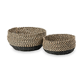 Seagrass Natural and Black Round Baskets from Roseland Furniture