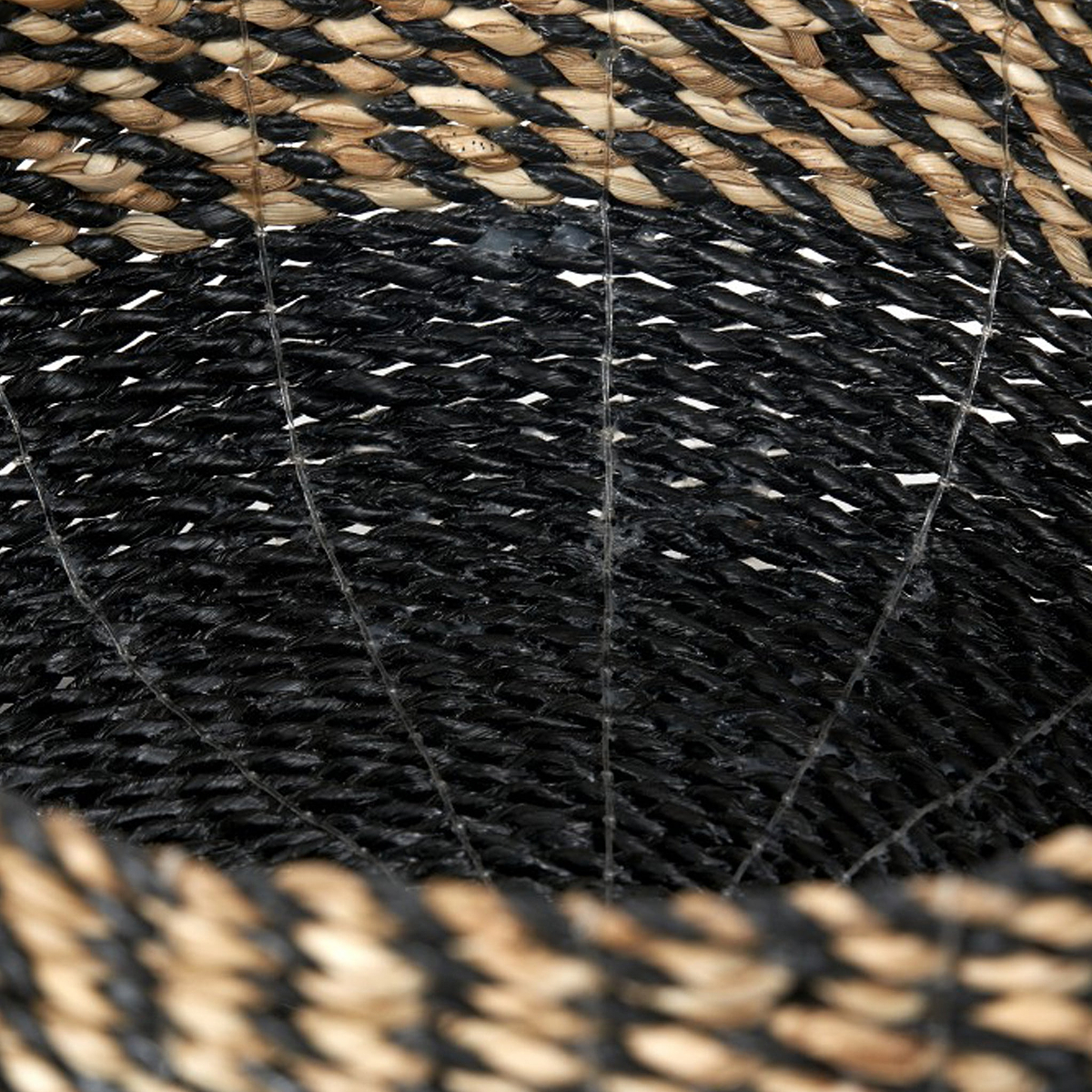 Seagrass Natural and Black Round Baskets from Roseland Furniture
