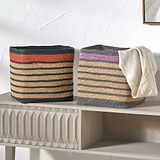 Seagrass Stripe Square Basket Terracotta from Roseland Furniture