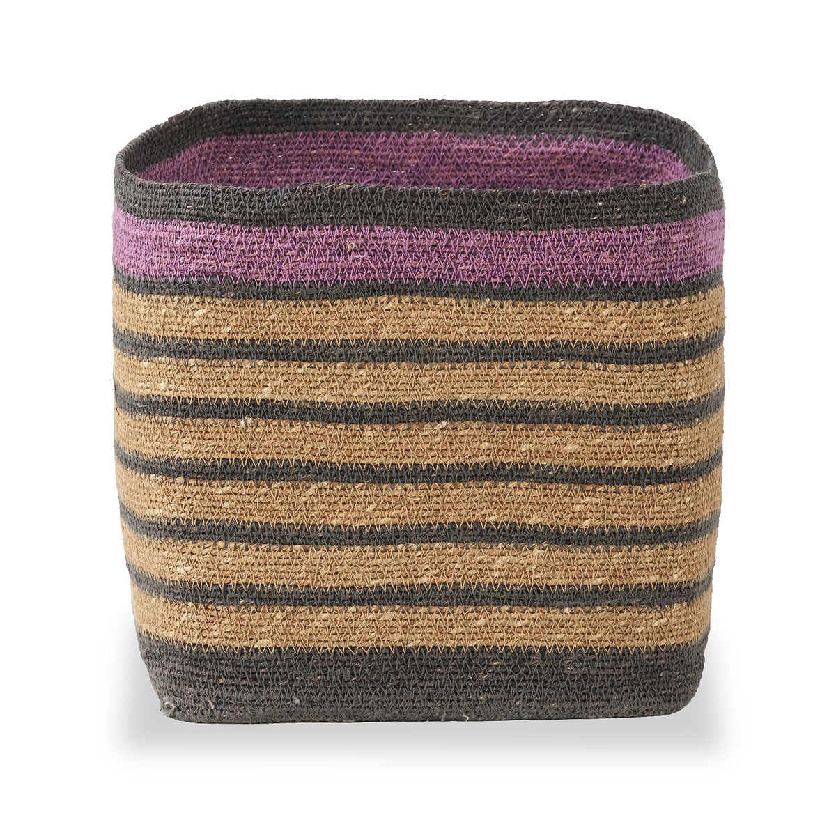 Seagrass Stripe Square Basket Lilac from Roseland Furniture