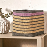 Seagrass Stripe Square Basket Lilac from Roseland Furniture