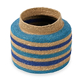 Seagrass Stripe Round Basket Turquoise from Roseland Furniture