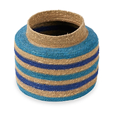 Seagrass Stripe Round Basket Turquoise from Roseland Furniture