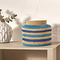 Seagrass Stripe Round Basket Turquoise from Roseland Furniture