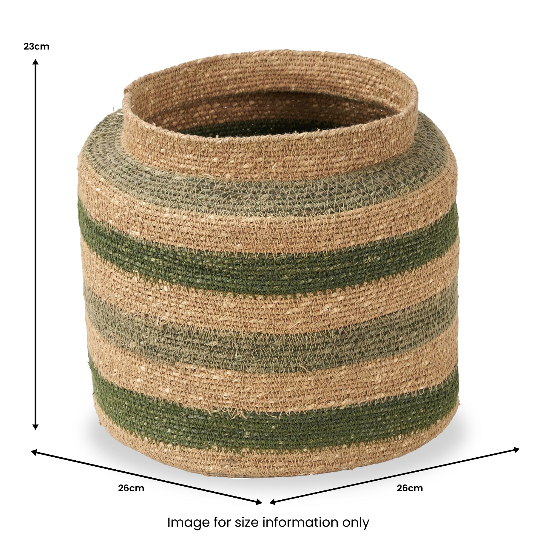 Seagrass Stripe Round Basket Green from Roseland Furniture