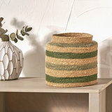 Seagrass Stripe Round Basket Green from Roseland Furniture