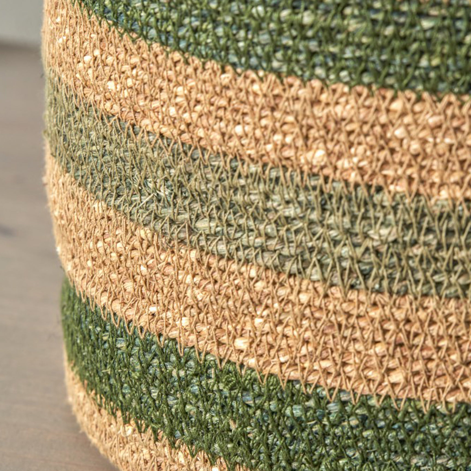Seagrass Stripe Round Basket Green from Roseland Furniture