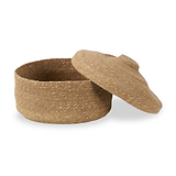 Seagrass Natural Lidded Round Basket from Roseland Furniture