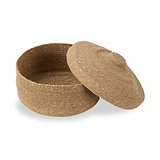 Seagrass Natural Lidded Round Basket from Roseland Furniture