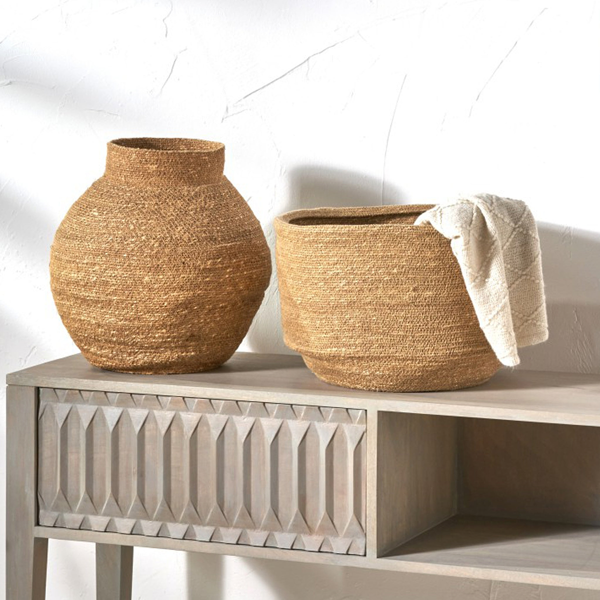 Seagrass Natural Round Basket from Roseland Furniture