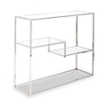 Aleandra Clear Glass and Silver Metal Console Table from Roseland Furniture