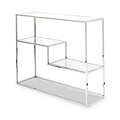 Aleandra Clear Glass and Silver Metal Console Table from Roseland Furniture