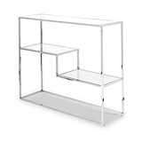 Aleandra Clear Glass and Silver Metal Console Table from Roseland Furniture