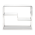 Aleandra Clear Glass and Silver Metal Console Table from Roseland Furniture