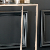 Aleandra Clear Glass and Silver Metal Console Table from Roseland Furniture