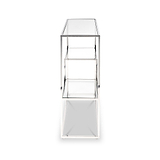 Aleandra Clear Glass and Silver Metal Console Table from Roseland Furniture