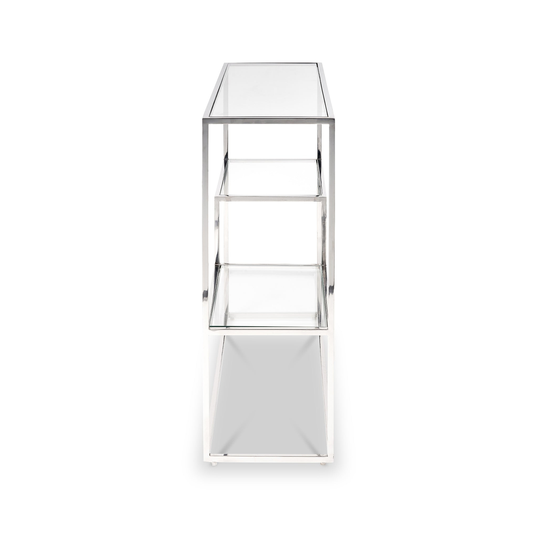 Aleandra Clear Glass and Silver Metal Console Table from Roseland Furniture