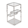 Aleandra Clear Glass and Silver Metal Side Table from Roseland Furniture