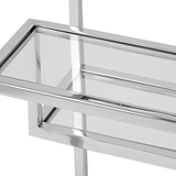 Aleandra Clear Glass and Silver Metal Side Table from Roseland Furniture