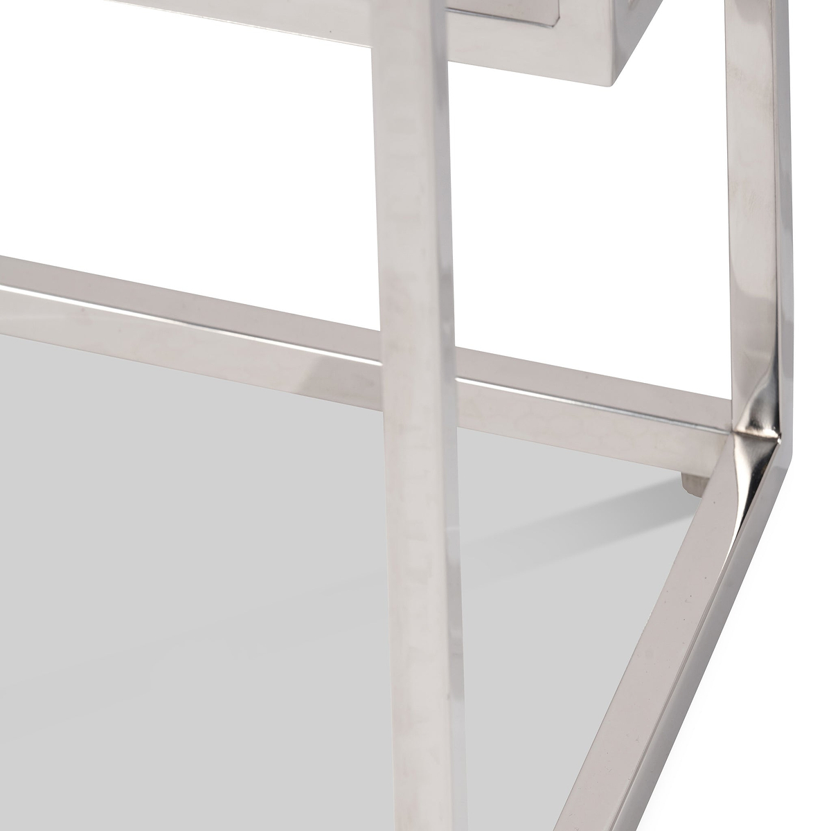Aleandra Clear Glass and Silver Metal Side Table from Roseland Furniture